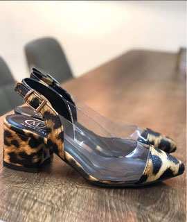 Leopar Desenli Şeffaf Ayakkabı