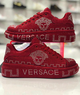 Versace Taşlı Ayakkabı Kırmızı