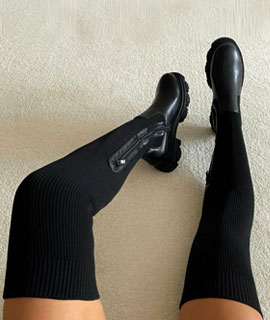 Triko Çorap Çizme Siyah