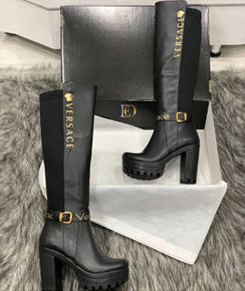 Yüksek Topuklu Versace Çizme Siyah