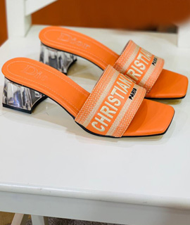 Transparent Heels Big Slippers Orange