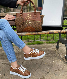 Gucci Spor Ayakkabı Çanta Cüzdan Taba
