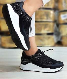 Simli Spor Ayakkabı Siyah