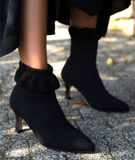 Frilly Sock Boots Black