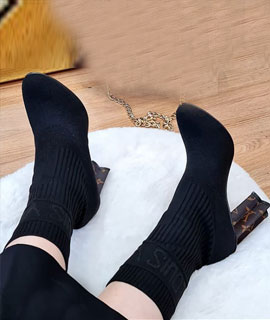 Star Heeled Socks Boots Black
